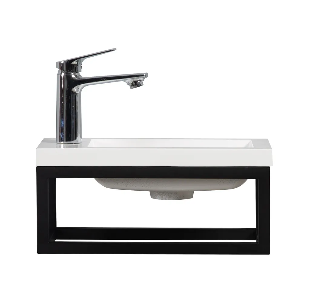 Petit meuble WC invités Mesa 40 cm blanc mat gain de place suspendu - 6