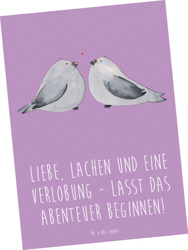 Mr. & Mrs. Panda Postkarte Verlobungsfeier Abenteuer - Lavendeltraum - Geschenk, Postkarten, Vorfreude, Ansichtskarten, Heirat, Heiraten, Grußkart...