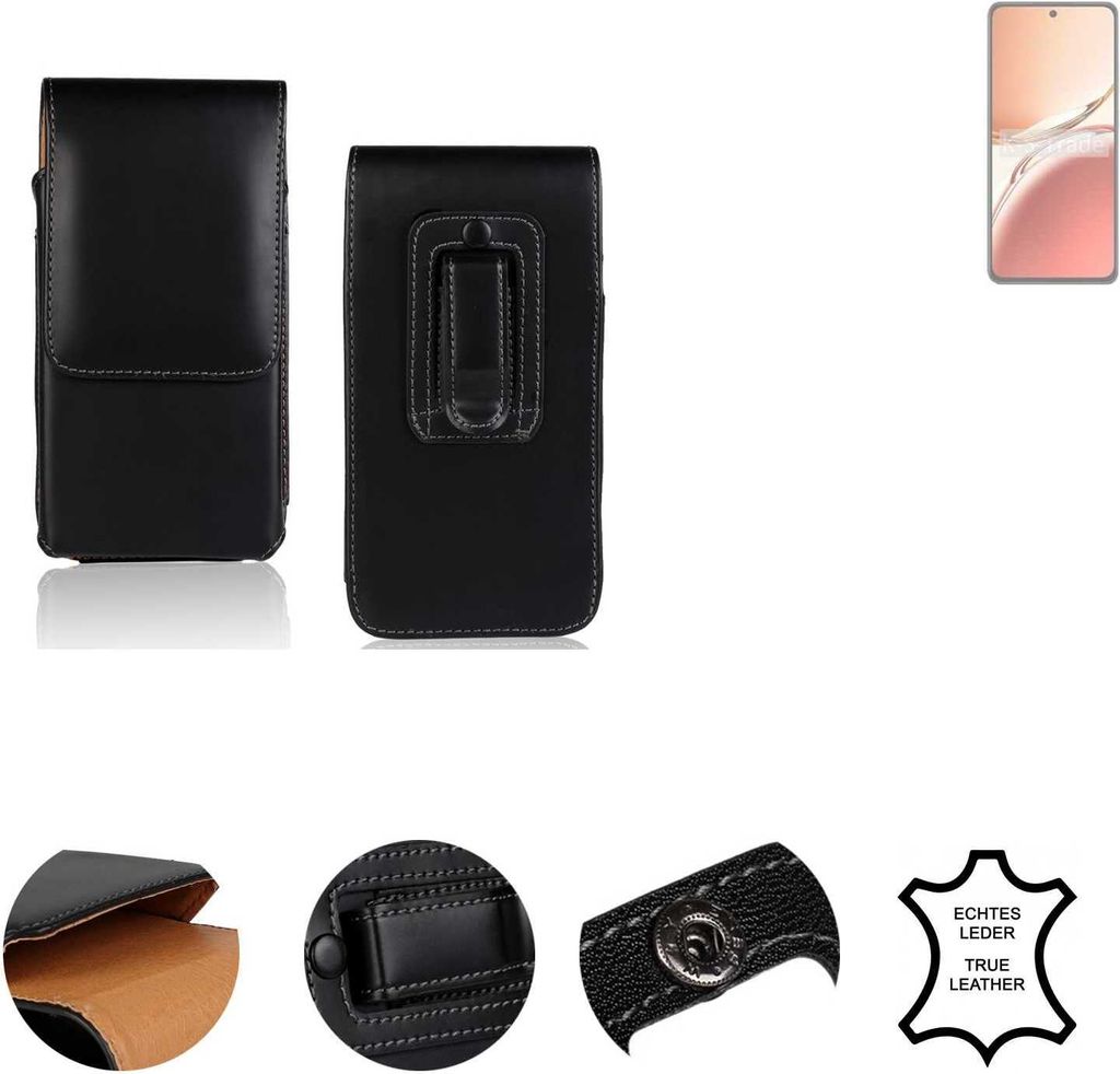 K-S-Trade Holster Gürteltasche Handy Hülle Schutzhülle kompatibel mit Oppo Reno12 F 5G Handyhülle Leder schwarz, 1x