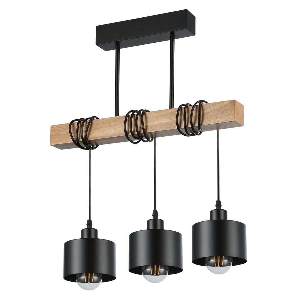 MasterLED Hängelampe 3-flammig E27 Loft design – Echtholz Produktbild 