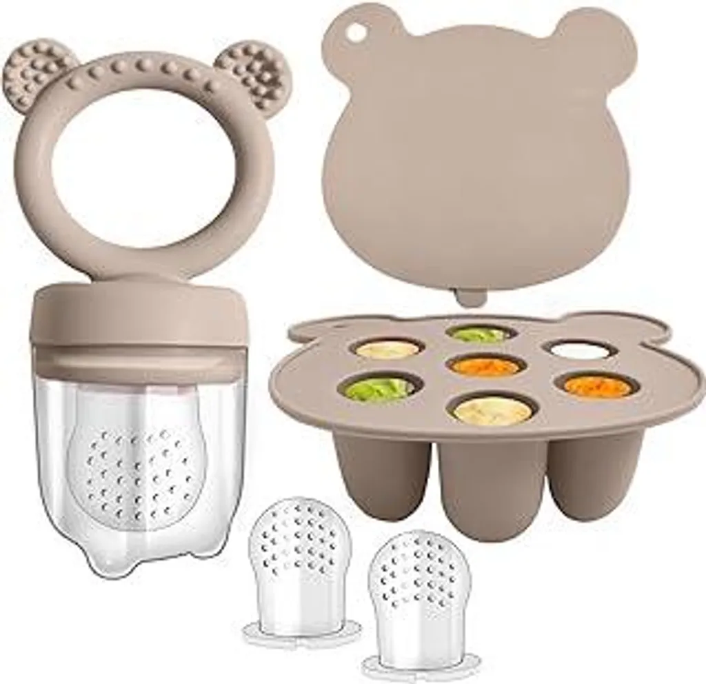 Distributore Alimenti Silicone Neonati | Set Pappa Bear Sand Premium