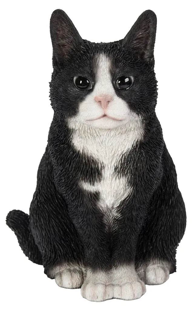 Figurine chat noir et blanc assis - Déco réaliste sans les contraintes