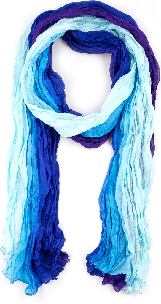 Knitterschal Halstuch Schal XXL blau violett lila Farbverlauf Seide 180x90cm