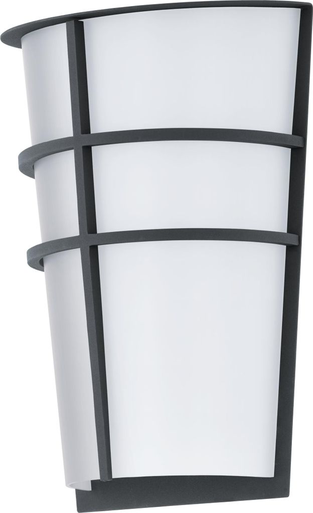 EGLO LED Außen-Wandlampe Breganzo, 2 flammige Außenleuchte, Wandleuchte aus Stahl und Kunststoff, Farbe: Anthrazit, weiß, IP44