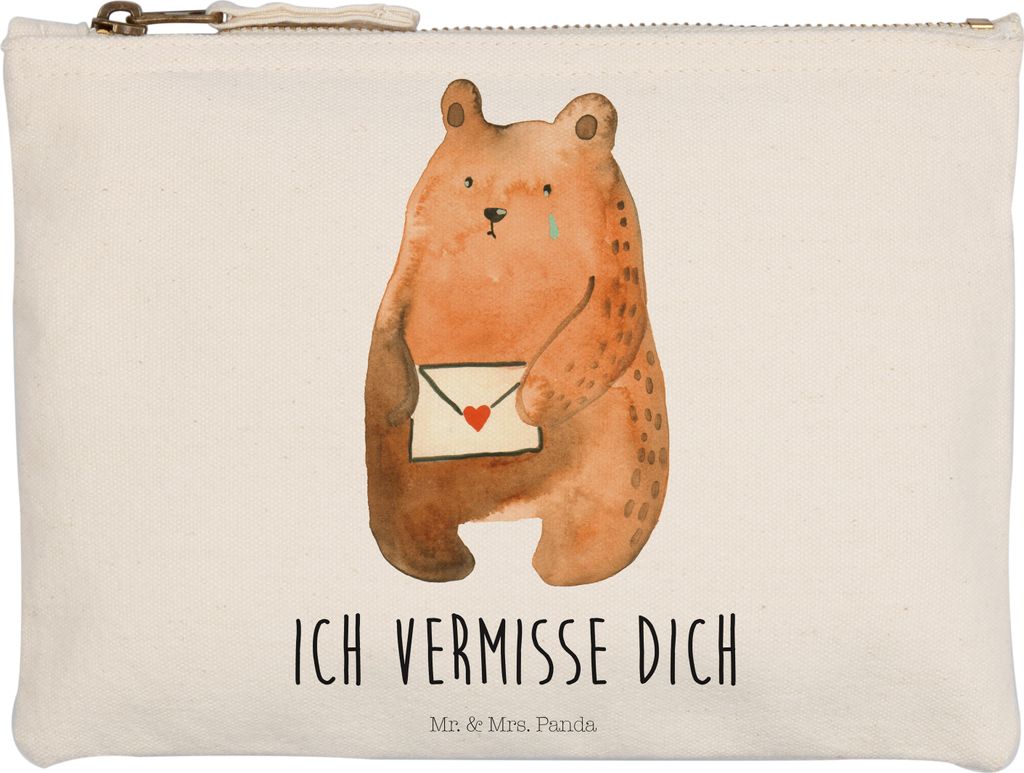 Mr. & Mrs. Panda Federmappe Bär Liebesbrief Grösse XL Große - Weiß - Geschenk, Teddy, Freundin, Kulturtasche, Etui, Make-Up Tasche, Liebeskumme...