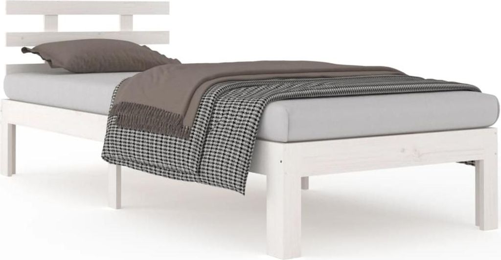 vidaXL Posteľ z masívneho dreva biela 90x200 cm Obrázok produktu 