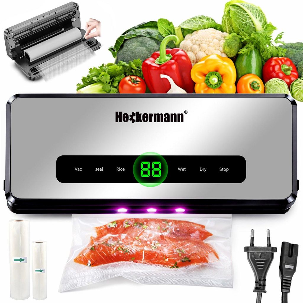 Heckermann 3700 Vakuumierer 60 kPa für Lebensmittel, Silber