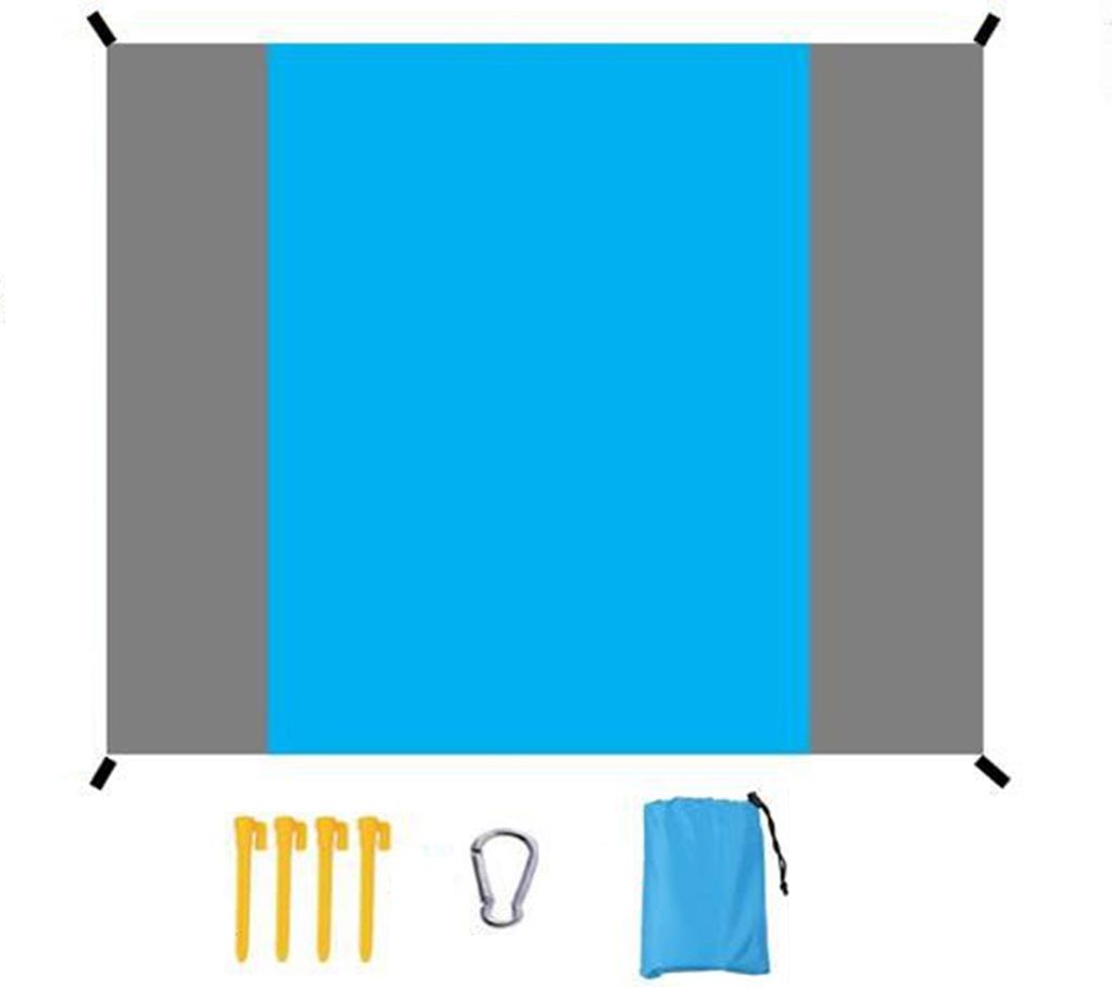 Stranddecke, Picknickmatte mit 4 festen Nägeln, sanddicht, wasserabweisend, verstärkte Kanten, Strandmatte, Campingzubehör
