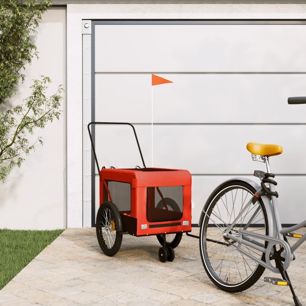 Design Fahrradanhänger Hunde Orange und Schwarz Oxford-Gewebe & Eisen, Fahrradanhänger 2024 Neu