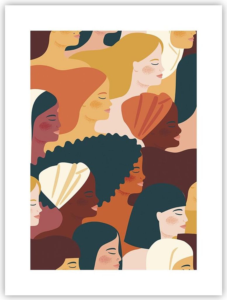 Poster - Poster ohne Rahmen - Frauen Multikulturalismus Modern - 30x40 cm - Wand Bild - Wanddeko - Wandbilder - Kunstposter - Wandposter - Bilder -...