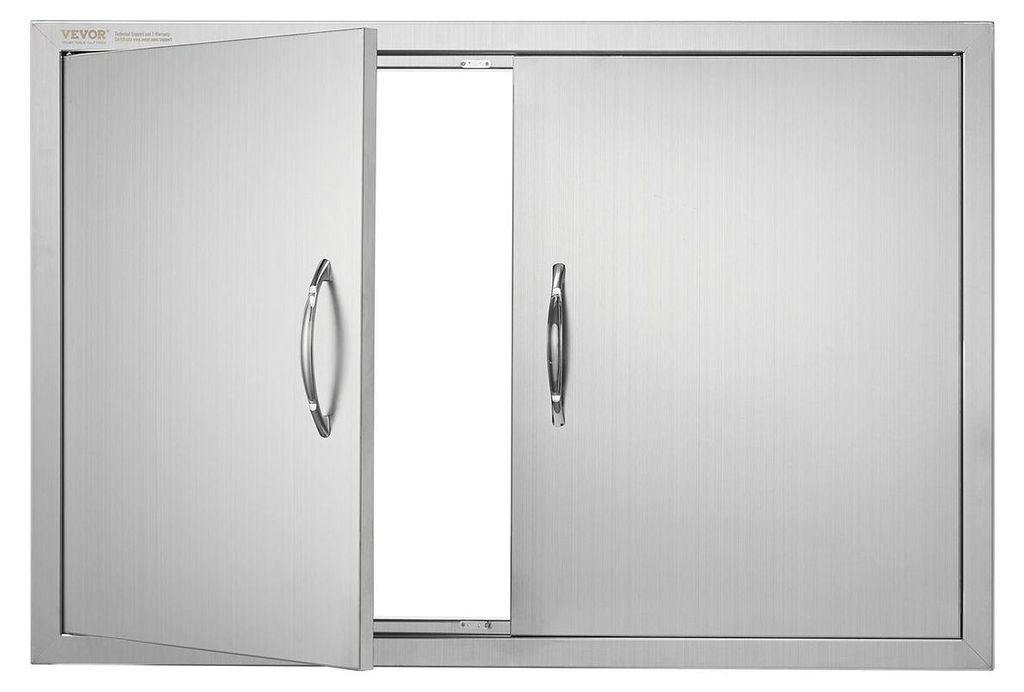 BBQ Access Door, 915x610 mm Double Outdoor Kitchen Door, Stainless Steel Flush Mount Door, Wall Vertical Door with Handles, for BBQ Island, Grillin...