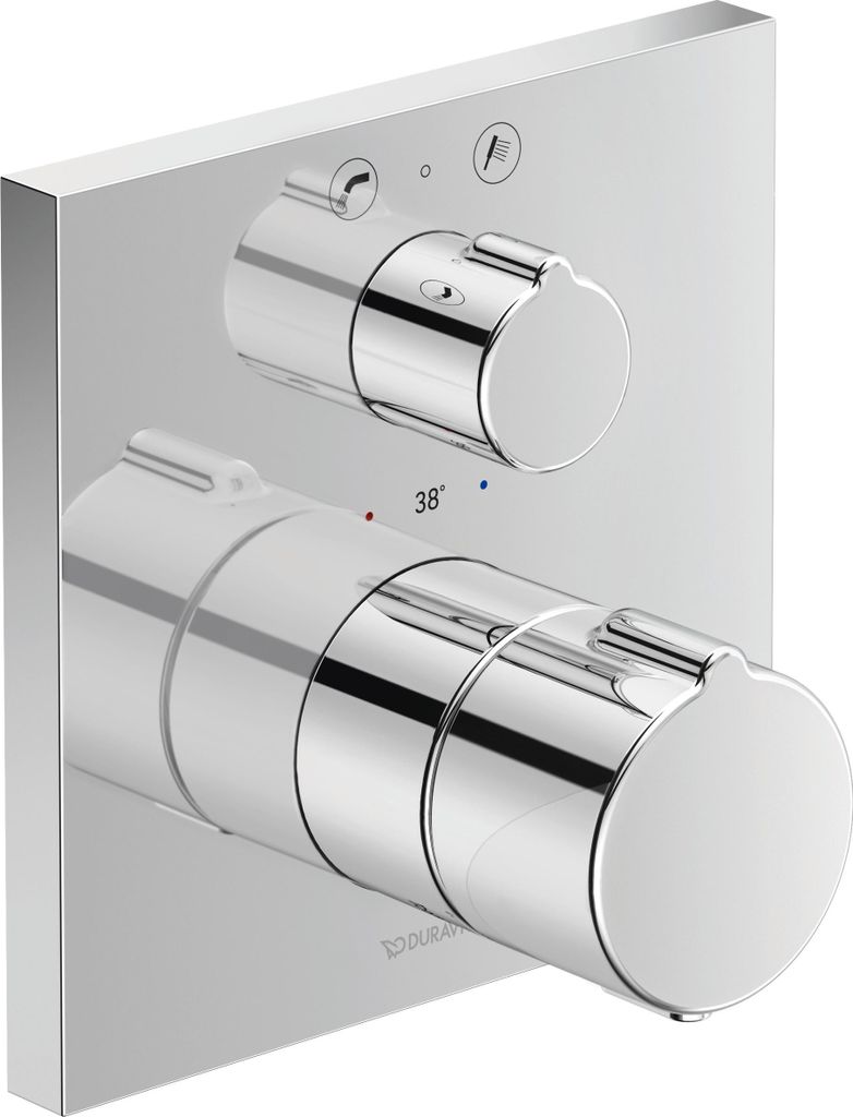 Duravit Wannenthermostat C.1 Unterputz, mit Ab-/Umstellventil und Sicherungskombination, eckig chrom