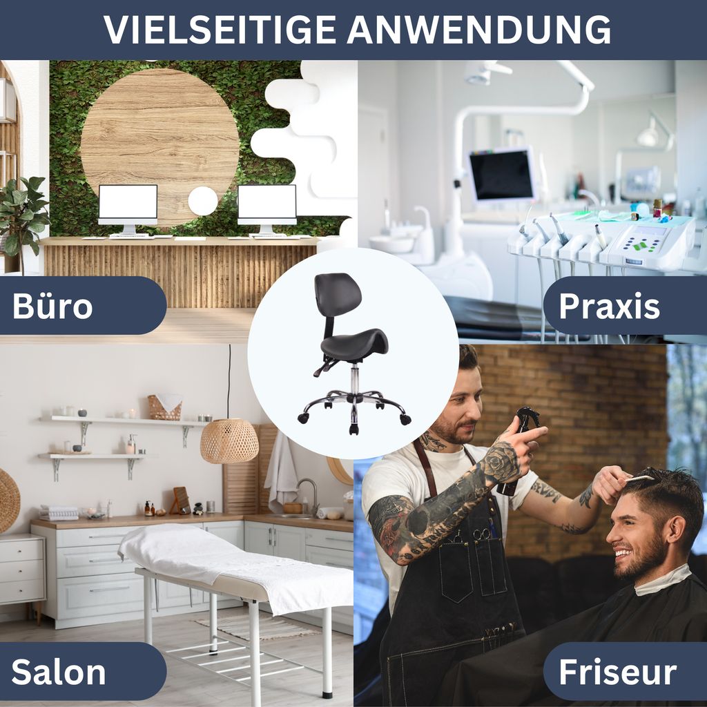 DELUKE® Sattelhocker mit Lehne KOLLI | Höhenverstellbar, Produktbild 4