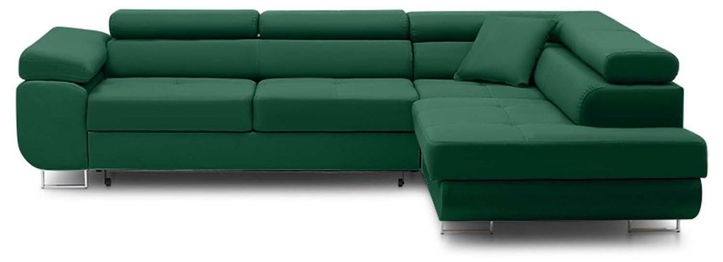 RIGATTO - Ecksofa mit Schlaffunktion, Bettkastem, Komfort und Still, dunkelgrün