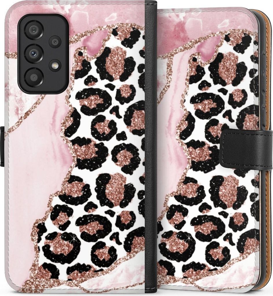 DeinDesign Klapphülle für Samsung Galaxy A33 5G Handytasche Lederhülle Tasche Glitzer Look Leopard Marmor