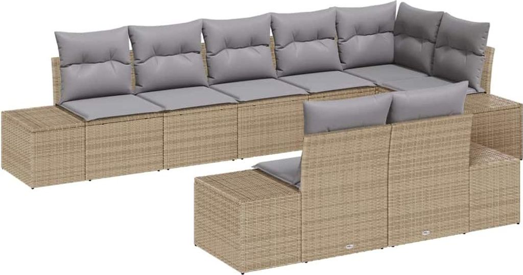 "2026 Aktion" Gartensofa-set - elegantes Design - Sitzgruppe mit Sofa, Tisch - mit Kissen 8 pcs Beige und Grau Poly-Rattan - Terassenmöbel NeuMöb...