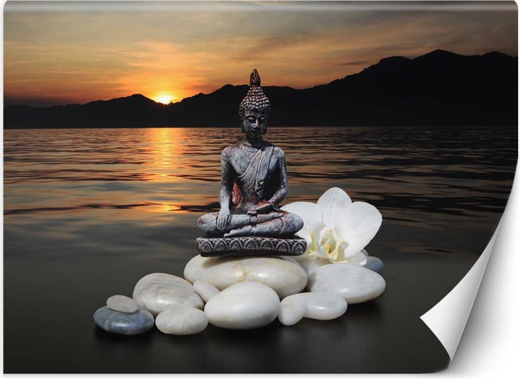 Vlies fototapete Buddha bei Sonnenuntergang 150x105 cm Feeby Braun inkl. Kleber einfache Montage
