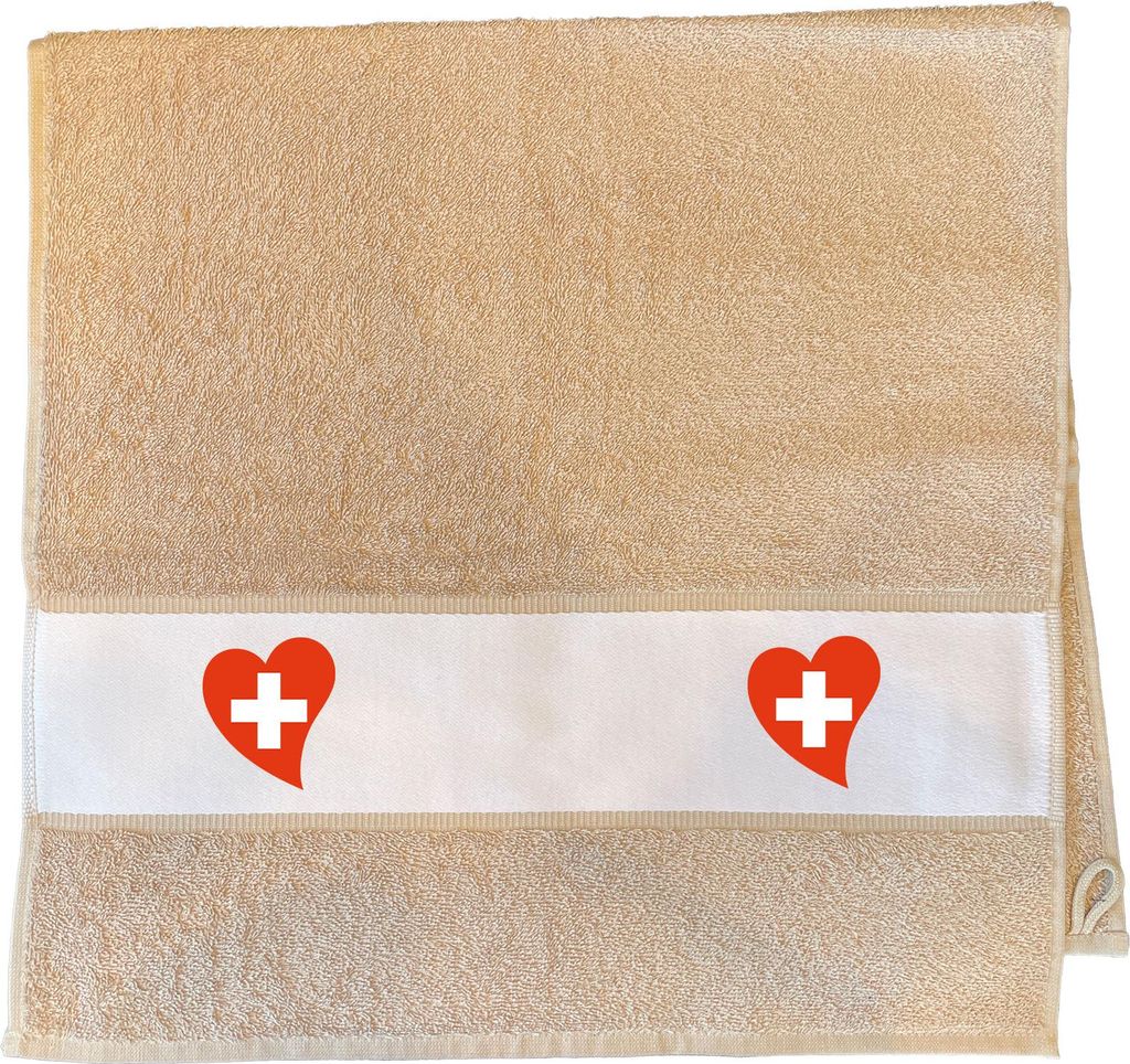 Huuraa Handtuch Schweiz Flagge Herz 50x100cm Sand Baumwolle Handtuch Geschenkidee