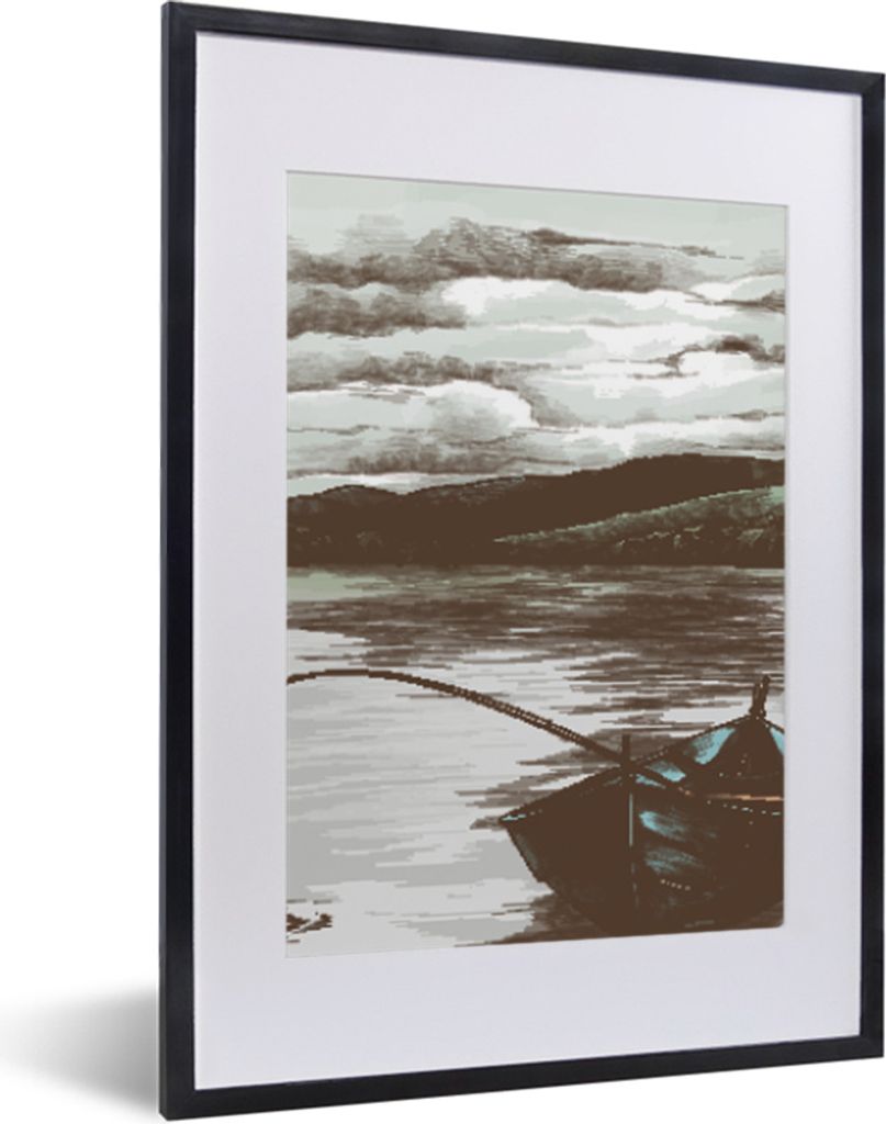 MuchoWow® MuchoWow® Gerahmtes Poster Boot - Angelrute - Produktbild 