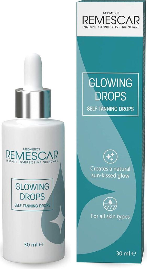 Remescar Glowing Drops 30ml - Selbstbräuner-Tropfen für Feuchtigkeitscreme - Bräunungsbeschleuniger Bronzing Drops für einen natürlichen Glanz