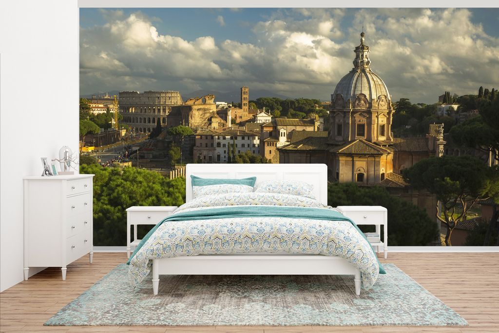 MuchoWow Fototapete für Wohnzimmer oder Schlafzimmer Wandtapete Vinyl Motivtapete Römisches Reich - Italien - Architektur - 395x220 cm - Tapezi...
