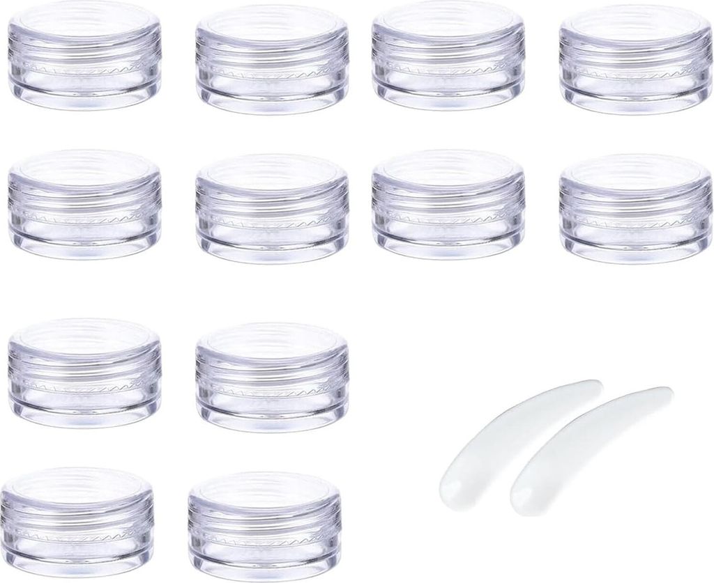 12 Stück Cremedosen zum Befüllen, Leere Reisetiegel Transparent mit Deckel & 2 Pcs Scoop