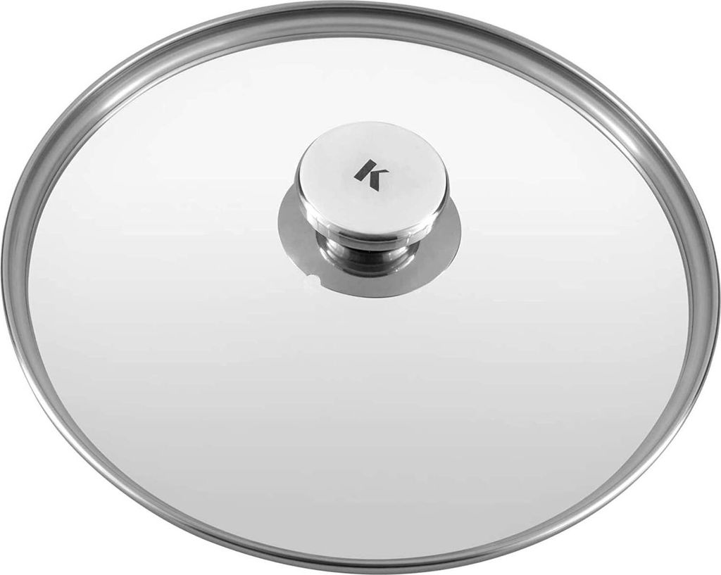 KLAMER Pfannendeckel 24 cm, Edelstahl Universal-Pfannendeckel für Pfannen und Töpfe, Glasdeckel spülmaschinengeeignet mit Überlaufschutz, Topfd...