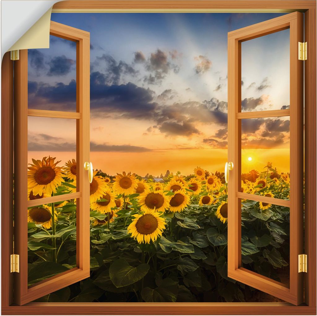 ARTland Wandbild, selbstklebend Sonnenblumen im Sonnenuntergang Größe: 30x30 cm