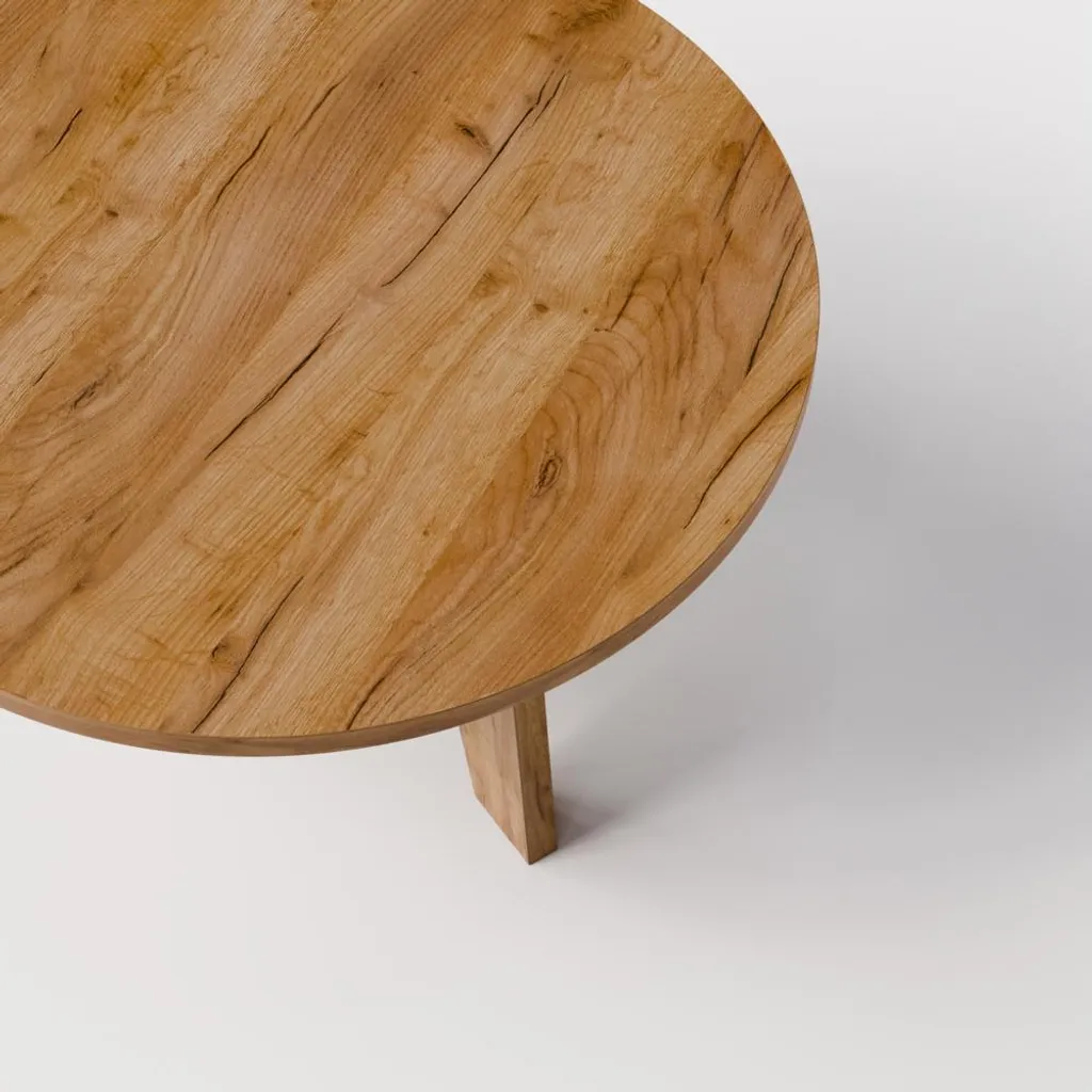 KOLM Tavolino Ella Ø90 Rovere Craft - Tavolo da Salotto Rotondo Elegante