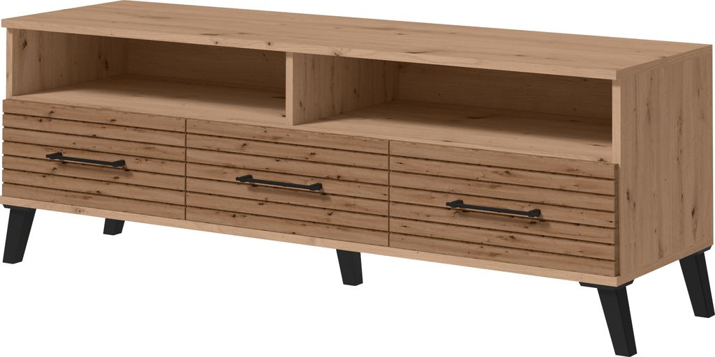 Albello TV-Lowboard Carli TV-Schrank für das Wohnzimmer, Stivoll TV-Schrank, RTV-Tisch, Schwarz Eiche 140x50x40