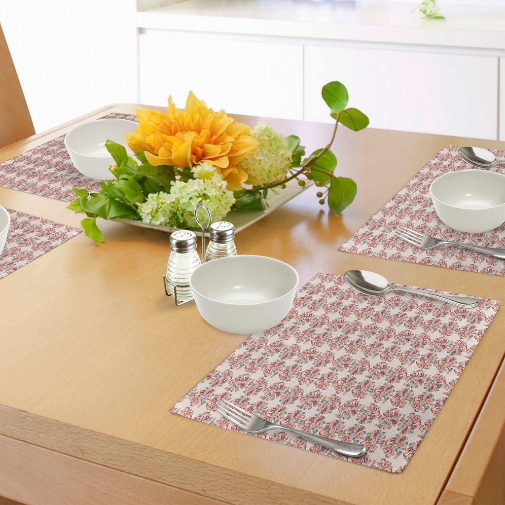 ABAKUHAUS Bunt Platzmatten, Frühling wirbelte Laub Design Natur inspiriert abstrakte Muster Doodle Illustration, Tiscjdeco aus Farbfesten Stoff f...