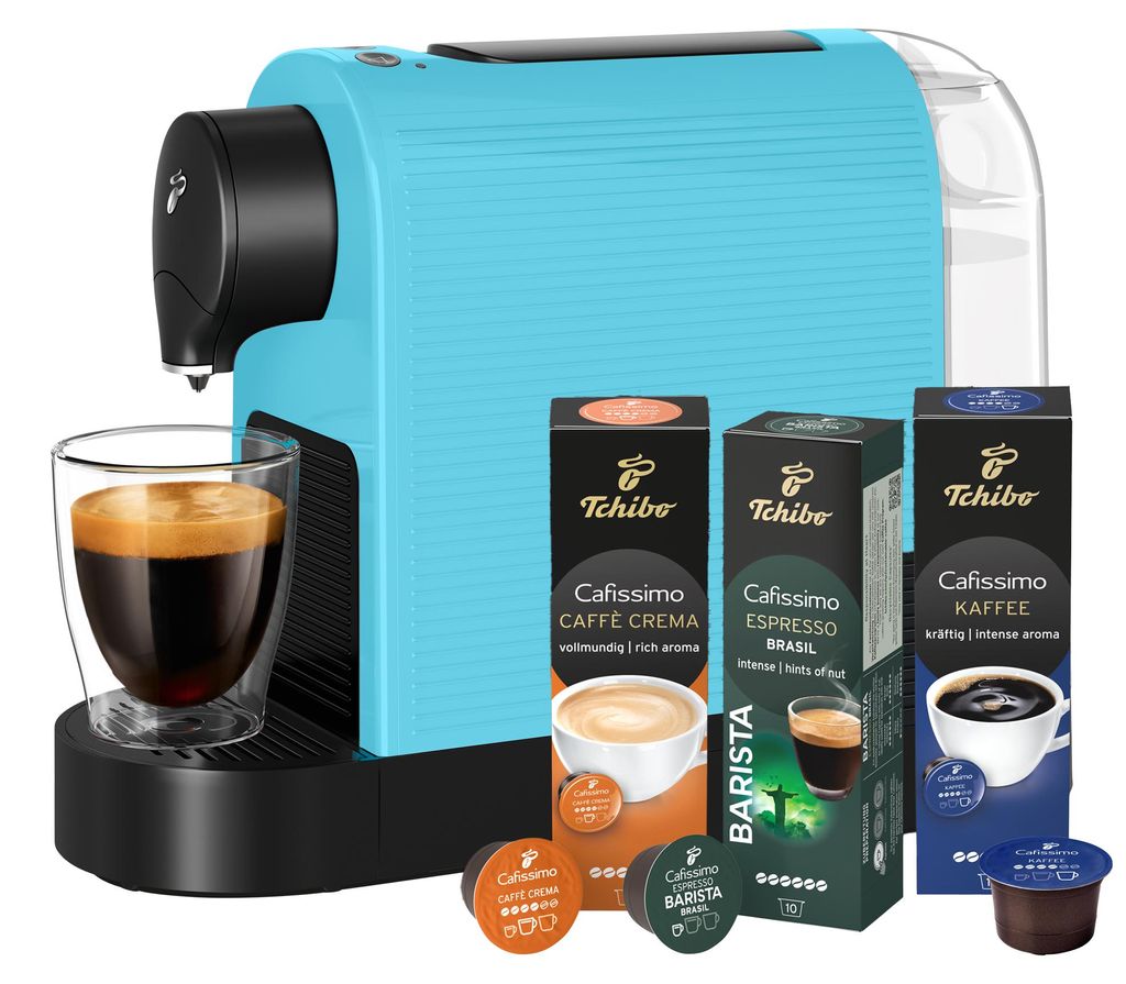 Tchibo Cafissimo „Pure plus“ Kaffeemaschine Kapselmaschine inkl. 30 Kapseln für Caffè Crema, Espresso und Kaffee | 0,8l | 1250 Watt | 11,9 x ...