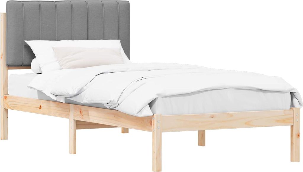 Bettgestell mit gepolstertem Kopfteil Hellgrau 90 x 190 cm