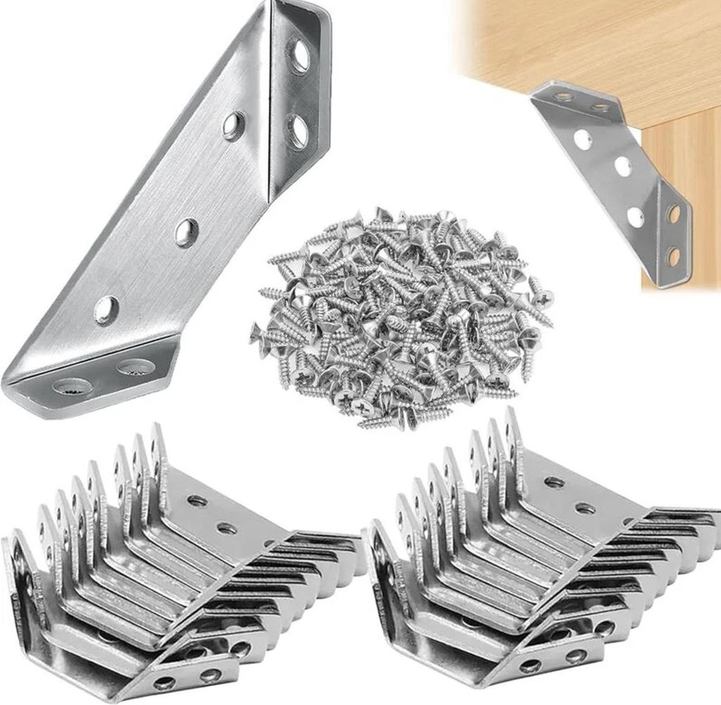 20-teiliges universelles Möbeleckverbinder-Set, multifunktionale dreieckige Eckwinkel aus Edelstahl, Eckbefestigungsverbinder, dreieckiger Möbels...