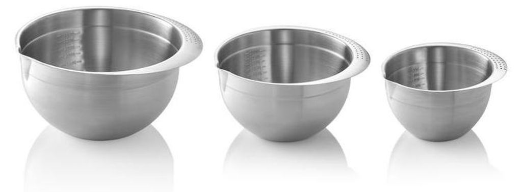 6x Rührschüssel Set, 3-teilig, 0,95/2,0/3,5 ltr., Chromnickelstahl 18/8