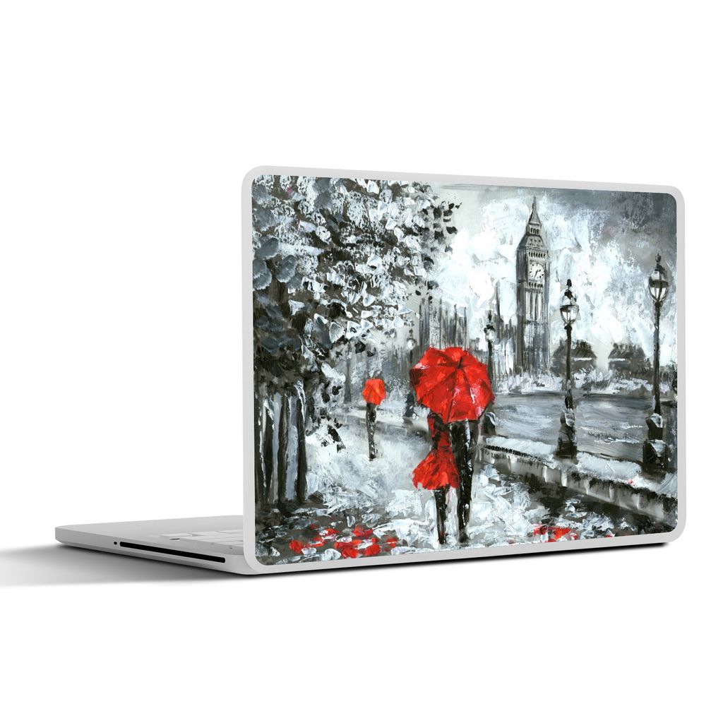 MuchoWow Laptop Aufkleber Sticker Cover Gemälde - Regenschirm - Öl 32.5x23.5 cm - Sticker für Laptop - Selbstklebend