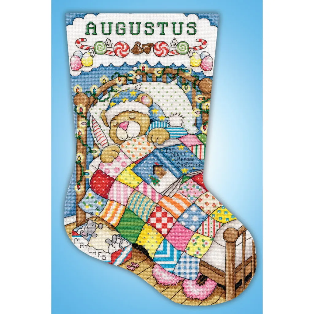 Broderie point de croix Ours Polaire sur toile Aïda blanche de 43x30cm
