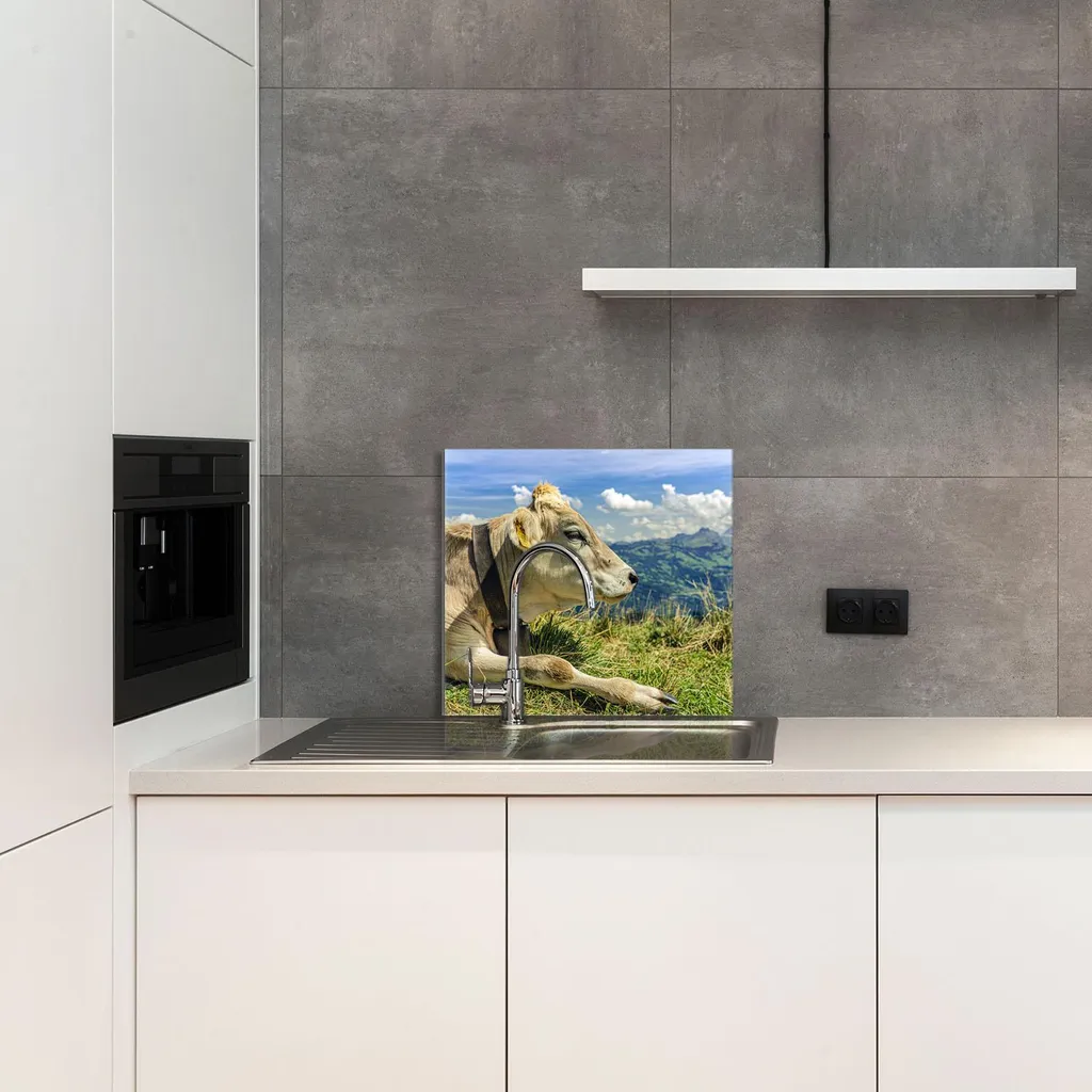 GLASPLATTE FÜR KÜCHE 65x60 Kuh - 4