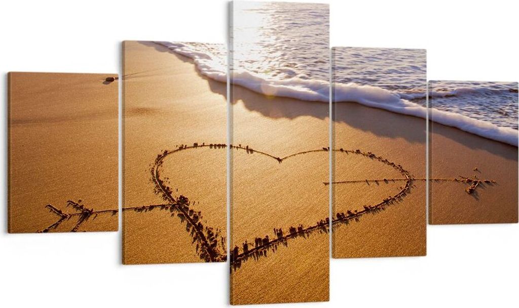 Bild auf Leinwand - Leinwandbild - Sommer Meer Sand Strand - 125x70cm - Wand Bild - Wanddeko - Leinwanddruck - Bilder - Kunstdruck - Wanddekoration...