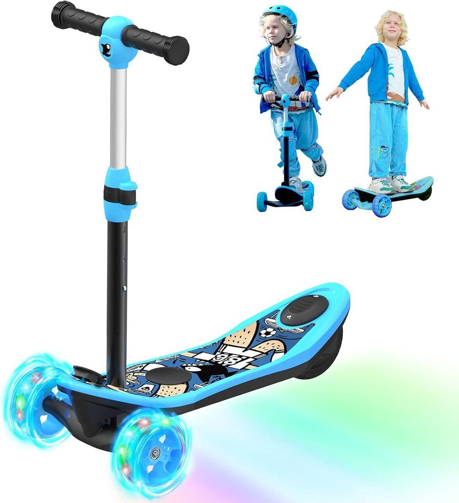 2 in 1 E Roller für Kinder mit 5Ah Batterie mit Reichweite bis 10 km KinderRoller Max 50 kg und Farblichtereffekt,5 Zoll Rädern