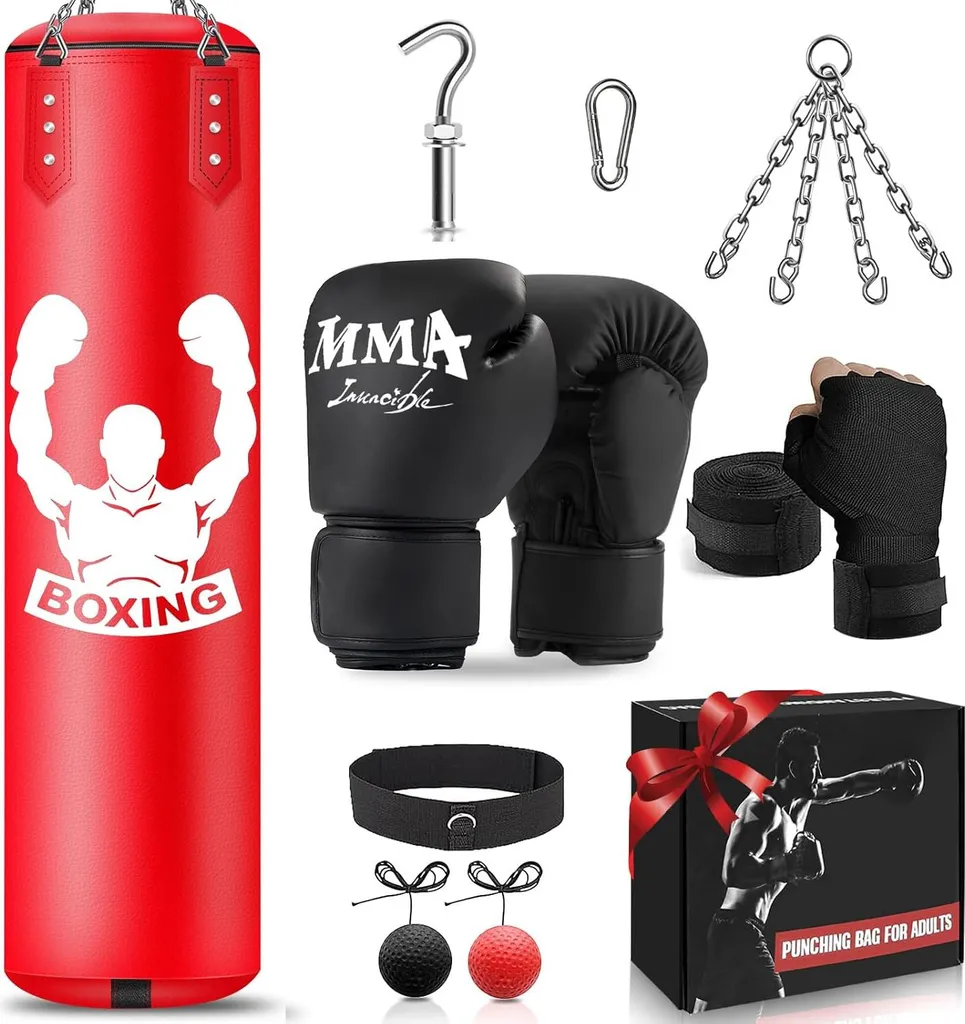 Sac de frappe lourd 4FT avec gants MMA et balle réflexe