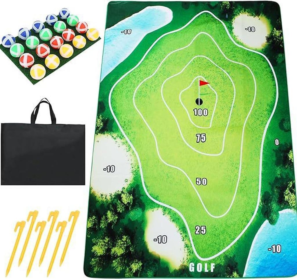 Indoor-Putting-Übungsset, Trainingsmatte mit Übungsbällen, Freizeit-Putting-Set für Zuhause, Büro, Flur oder Garten