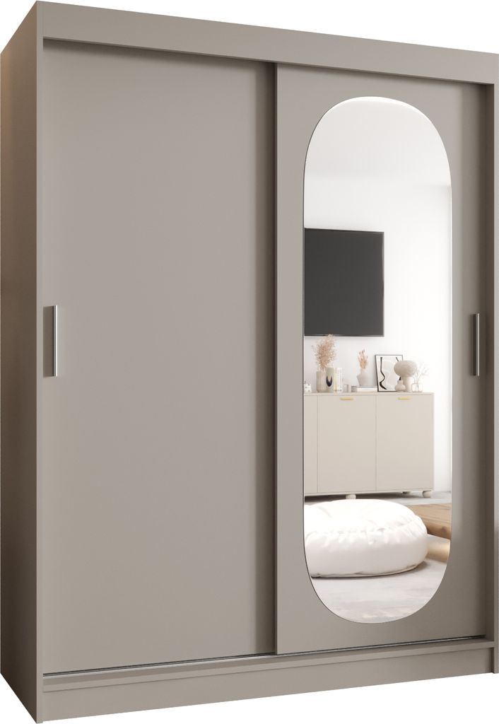 MEBLE KRYSPOL ROYAL 150 Kleiderschrank mit zwei Schiebetüren für Schlafzimmer – moderner Aufbewahrungsschrank mit Kleiderstange und Regalen –...