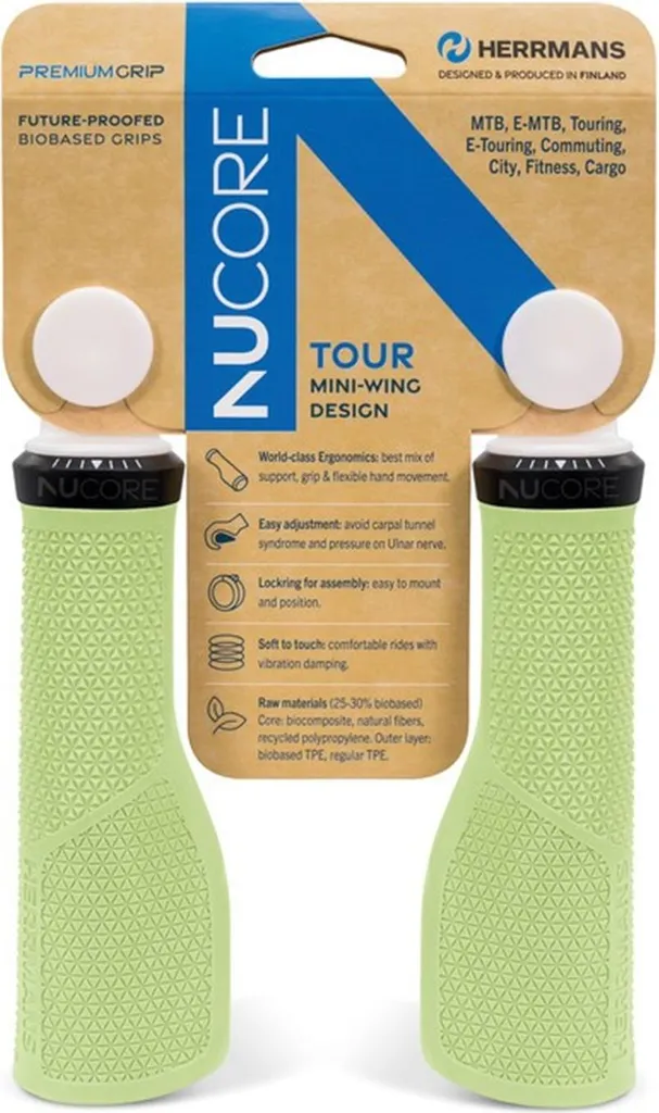 Poignées de Vélo Ergonomiques 130mm HERRMANS Nucore Tour Peak DD47 BL