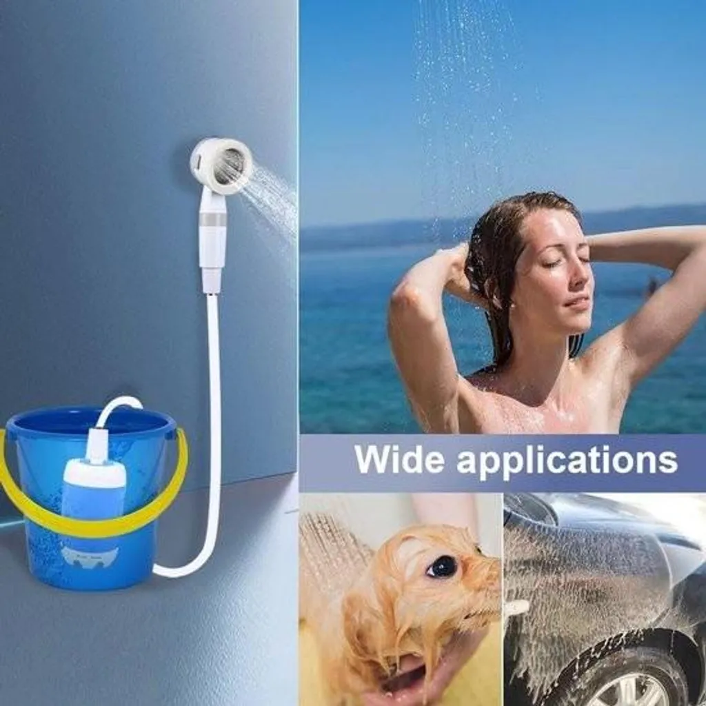 Pompe de douche camping portable rechargeable USB avec débit constant
