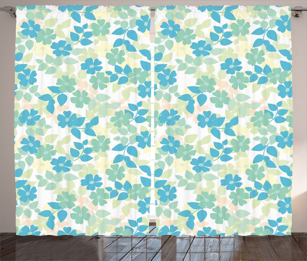 ABAKUHAUS Jahrgang Rustikaler Vorhang, Nostalgische Blume Sommer, Wohnzimmer Universalband Gardinen mit Schlaufen und Haken, 280 x 245 cm, Mandelgr...