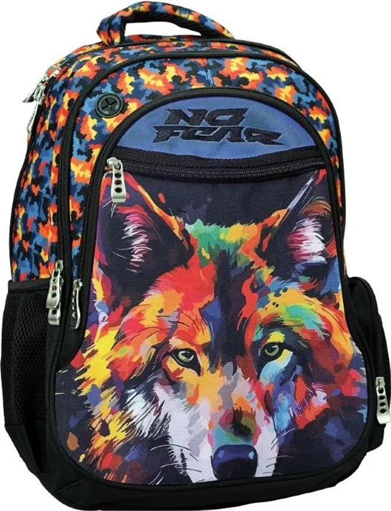 Zaino No Fear Lupo Multicolore 2 Scomparti - Ideale Medie e Superiori