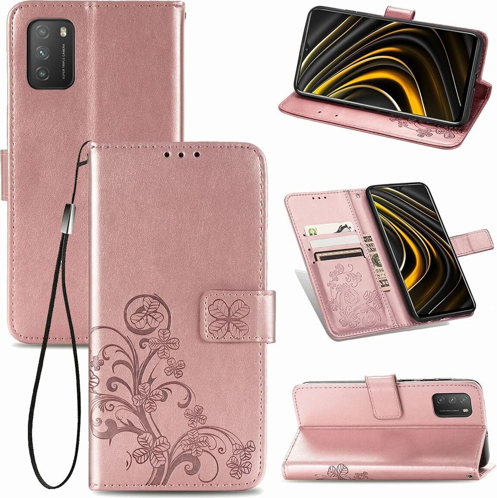 König Design Hülle kompatibel mit Xiaomi Poco M3 Kunstleder Handyhülle - Handy Case Rosa