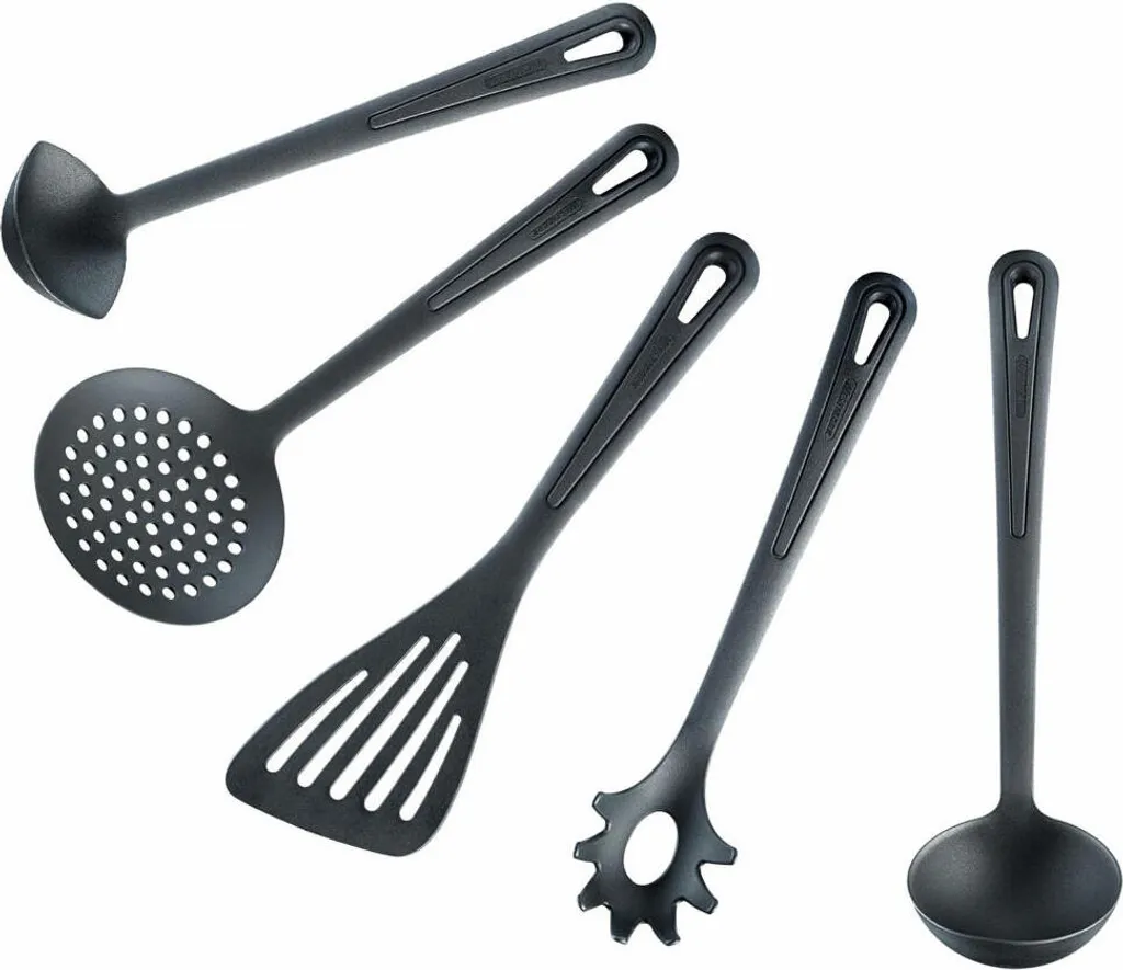 Westmark Küchenhelfer-Set Gentle Plus, 5 tlg., hochhitzebeständig1 x 28352275 Pfannenwender Gentle Plus1 x 28502275 Schaumlöffel Gentle Plus1 x 28542275 Soßenlöffel Gentle Plus1 x 28562275 Suppenkelle Gentle Plus1 x 28602275 Spaghettilöffel Gentle Plus, 2 - 1