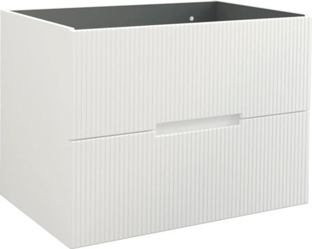 Jungborn Waschbeckenunterschrank SEDICI BxHxT 80 x 57 x 50 cm Frontfarbe weiss matt geriffelt inkl. Einzelsiphon
